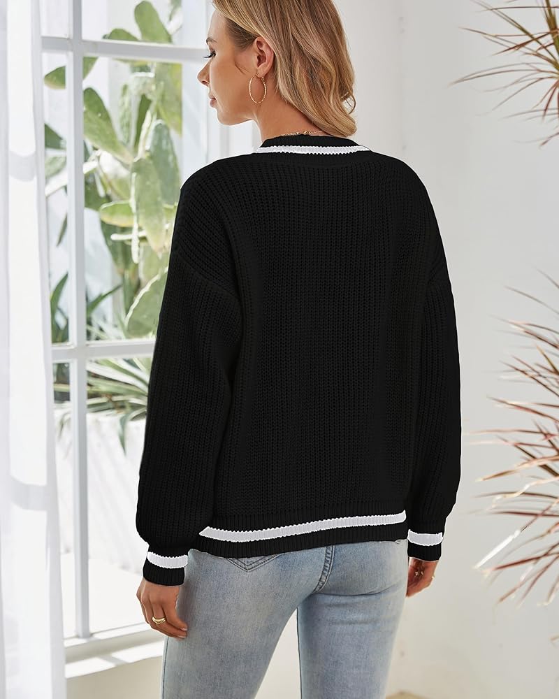 XVC v Neck Striped Sweater for Women Black at Amazon Women's
